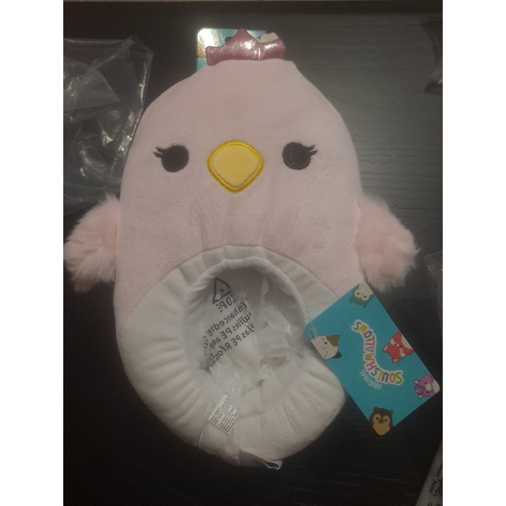 Original Squishmallows Plush Slippers‎ Pink Chic Pink White Yellow Kids Size 4-5